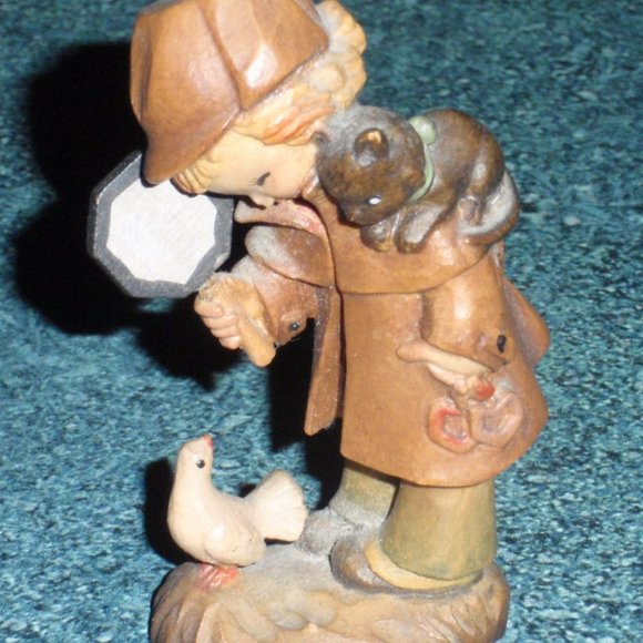 ANRI Inspector Detective Boy With Magnifying Glass & Cat Figurine Ferrandiz 3" - Picture 6 of 6